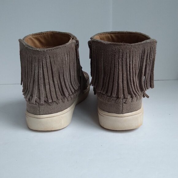 Mossimo Supply Co Taupe Suede Double Fringed Ankle Boots  Sz 6 - Picture 3 of 10